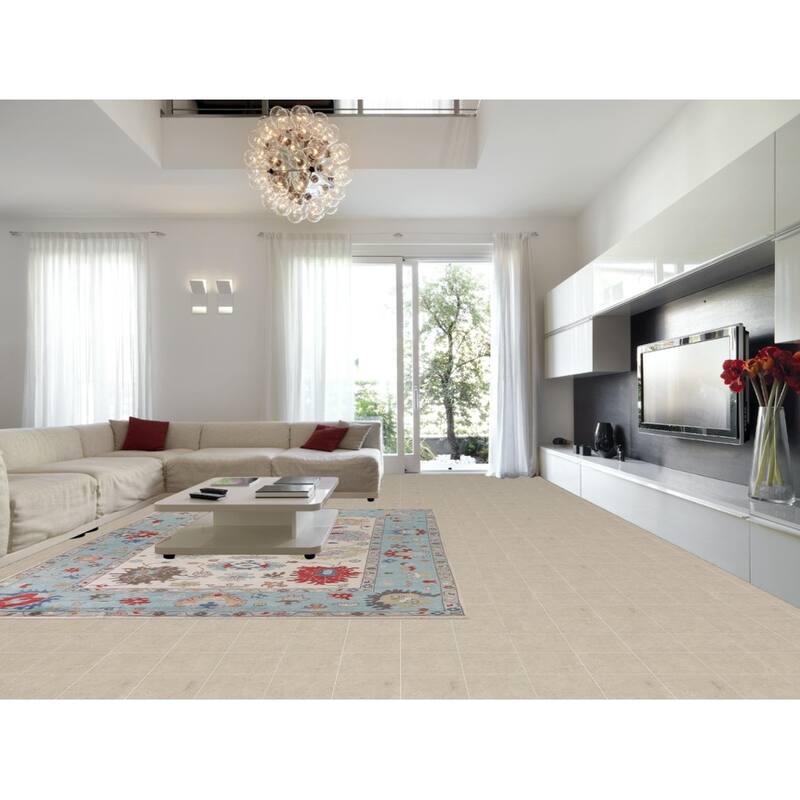 Ivory & Blue Oushak Indian Large Area Rug Handmade Wool Carpet - 10'1"x 13'10"