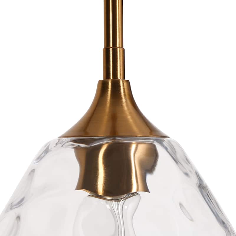 Modern Gold 1-Light Hand-blown Glass Pendant Light Art Deco Lamp for Kitchen Island - 7.8" W x 11.2" H
