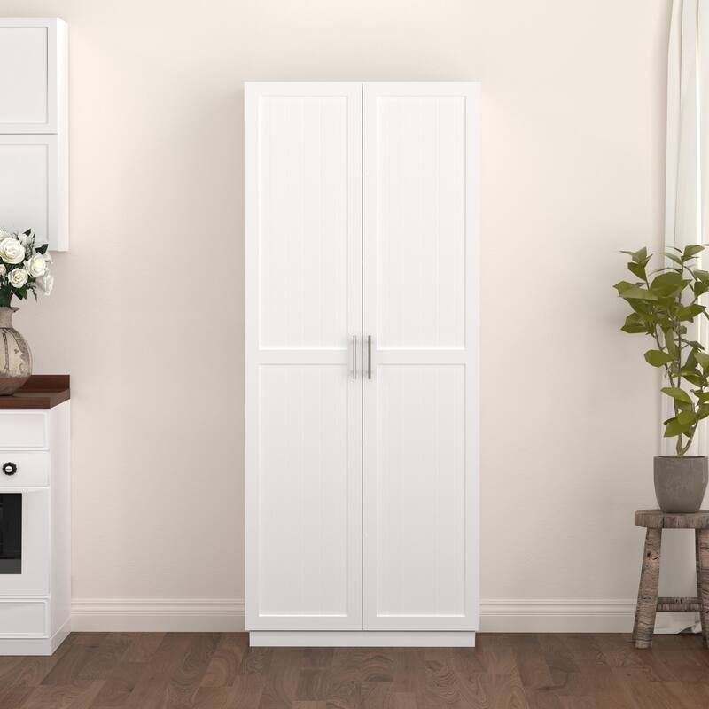 Cabinet White Storage Cabinet Food Pantry with Doors and Adjustable Shelves Freestanding Buffet Cupboards Sideboard