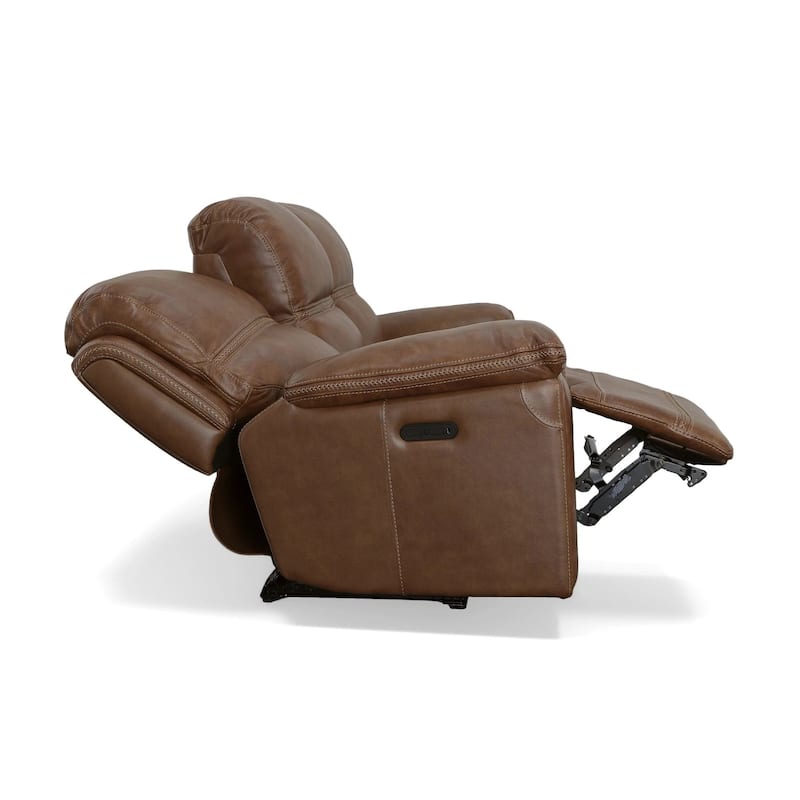Fenwick Cognac Power Reclining Sofa with Power Headrests by Flexsteel - 89" x 42" x 42"