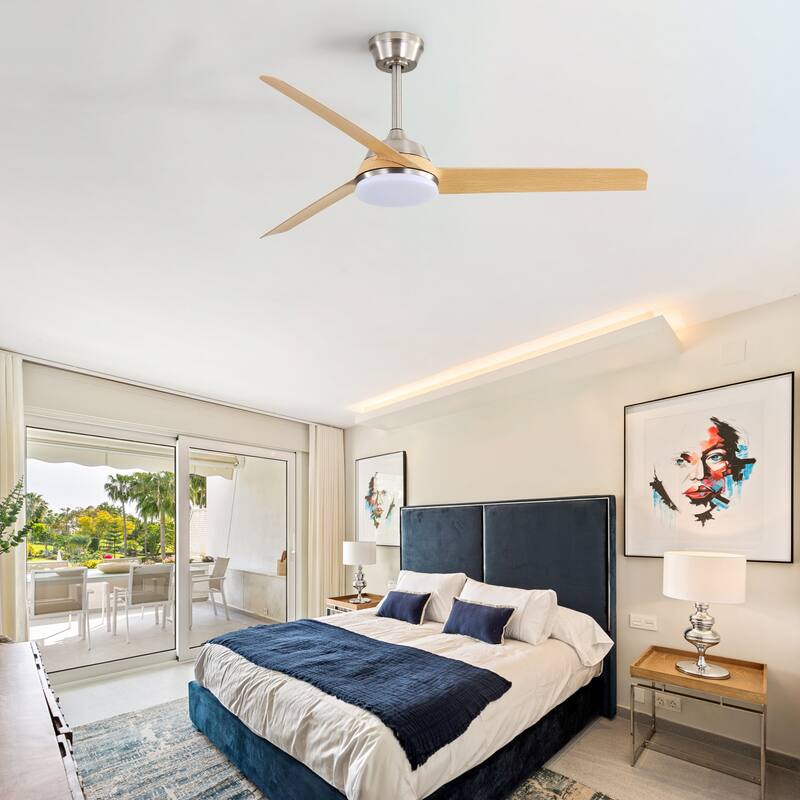 52 Inch Ceiling Fan with LED Light and Remote Control - Brushed Nickel