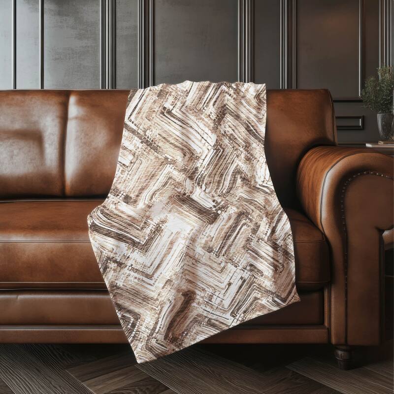 Premium Machine Washable Modern Chevron Sherpa Throw Blanket - Brown - 4'2" x 5'10"
