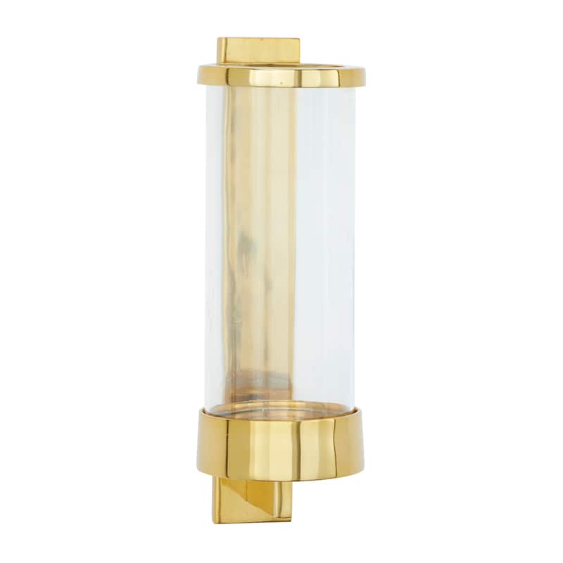 Contemporary Metal and Glass Wall Sconce in Silver, Gunmetal, or Gold - 5 x 7 x 16