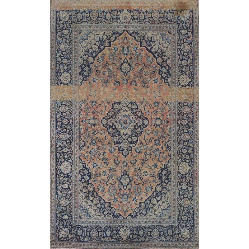 Hand Knotted Oriental 100% Wool Carpet Traditional Floral Oranges & Rust Mashad Area Rug - 9' 11'' X 6' 6''