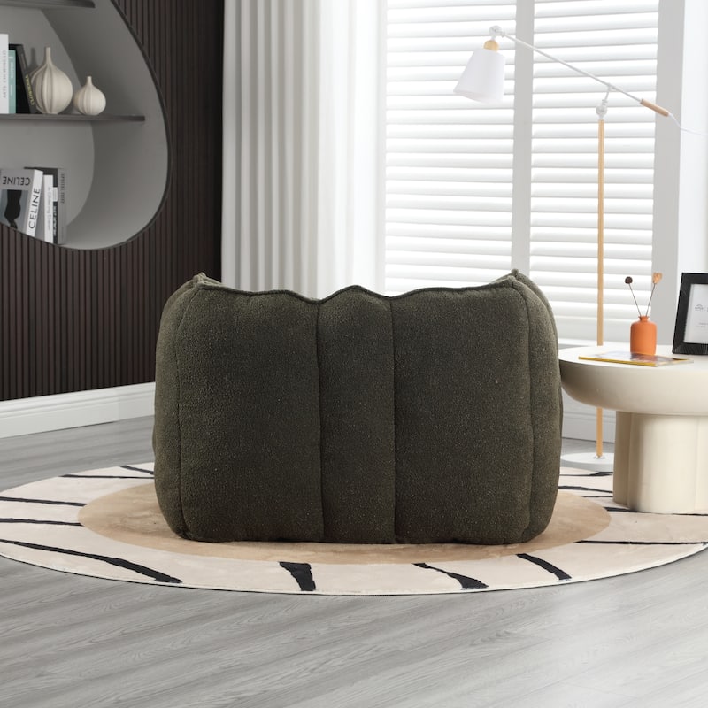 Modern Chenille Bean Bag Chair with Ottoman, Set of 1