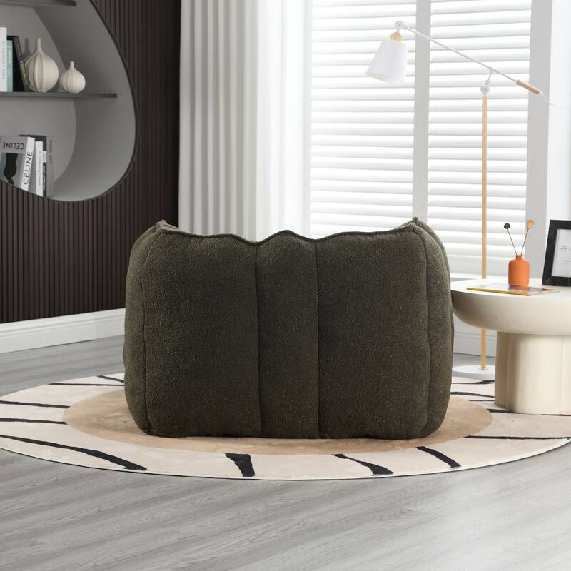 Roomfitters Soft Bean Bag Chair with High Resilient Foam Chips for Living Room | Comfortable Square Lazy Sofa with Footstool