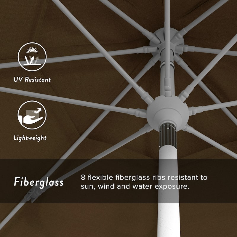 California Umbrella 11' Rd. Alum/Fiberglass Rib Patio Umb,Crank Lift/Collar Tilt, Dbl Wind Vent, White Finish, Sunbrella Fabric
