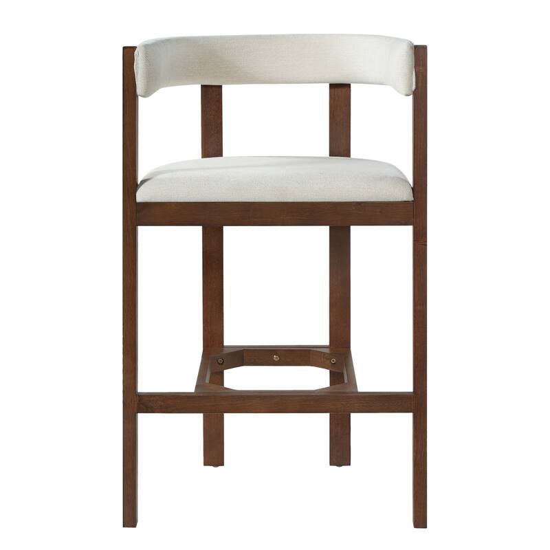 Christopher Knight Home - Julian Modern Upholstered Bar Stool Set with Curved Back and Solid Wood Frame for Dining Spaces