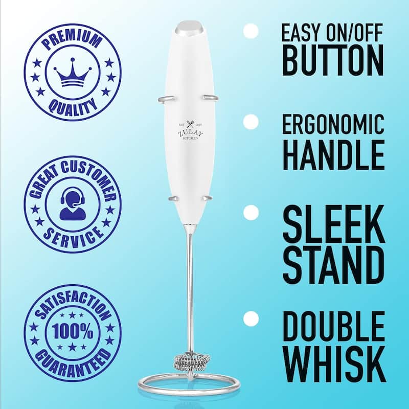 Zulay Kitchen Double Whisk Milk Frother Handheld Mixer
