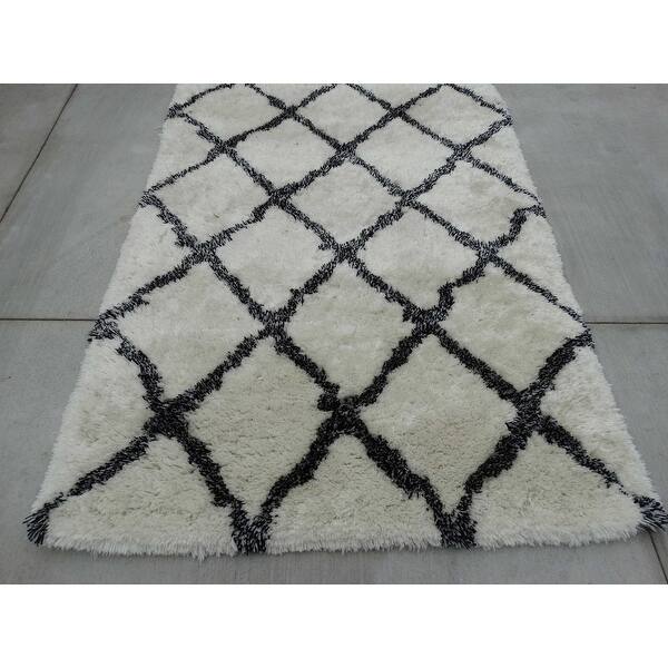 5x7 Feet Super Soft Shag Shaggy White Black Wool Carpet Rug Modern Contemporary Hand Tufted Wool Area Rug Carpet Living Room Overstock 11883112