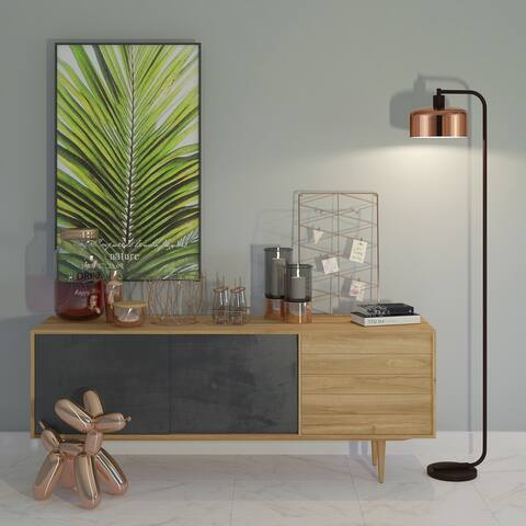 Cartwright Industrial Metal Reading Floor Lamp with Polished Copper Shade