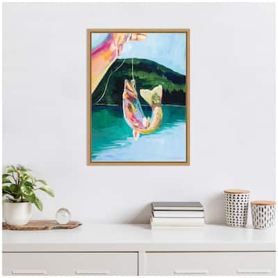 Kate and Laurel Sylvie Rainbow Catch Framed Canvas by Rachel Christopoulos