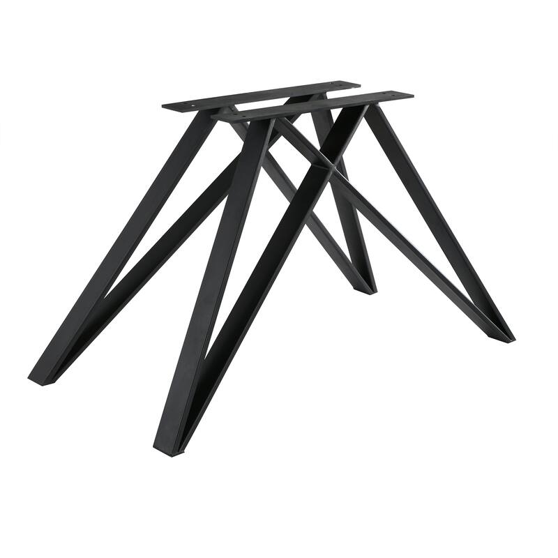 Modena 79 inch Rectangular Walnut Wood Kitchen Dining Table with Black Metal Legs