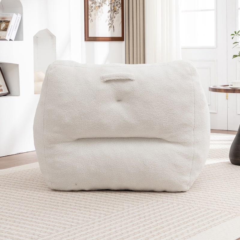 Teddy Fabric Bean Bag Chair, High Density Foam Bean Bag Sofa, Comfy Fluffy Lazy Sofa Chair Living Room, Bedroom