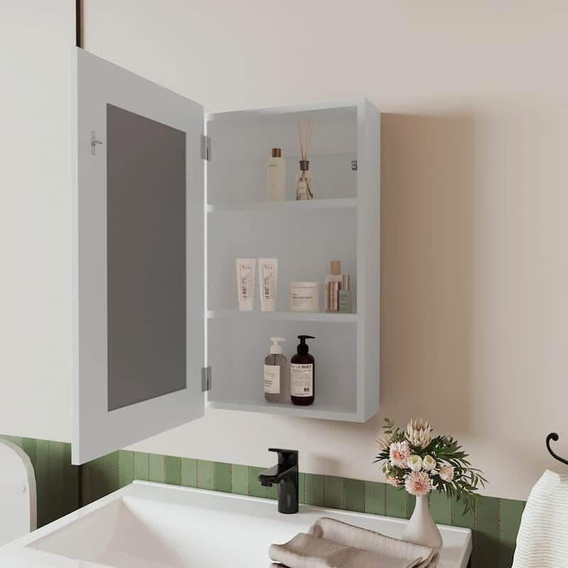 Wall-Mounted Medicine Cabinet with Mirror, 3 Internal Shelves, Space-Saving Design for Bathroom, Black Finish