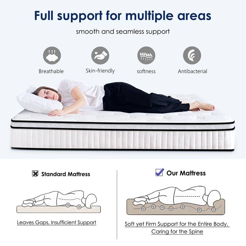 Spruce & Spring 10 in Medium Firm Hybrid Memory Foam Mattress Motion Isolation
