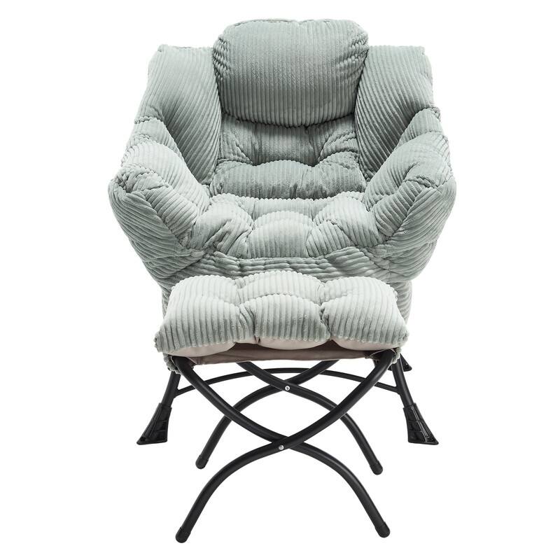 Modern Lounge Chair with Ottoman - Plush Reading Accent Chair with Footrest and Side Pocket
