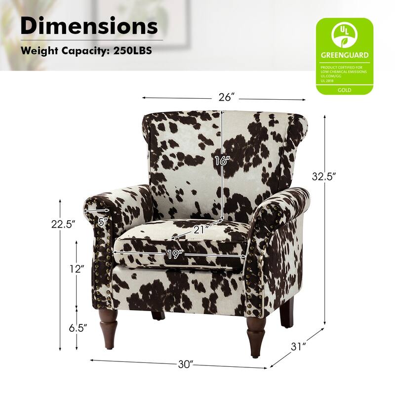 Nyctelius Traditional Polyester Accent Arm Chair with Pattern and Nailhead Trim Set of 2 by HULALA HOME