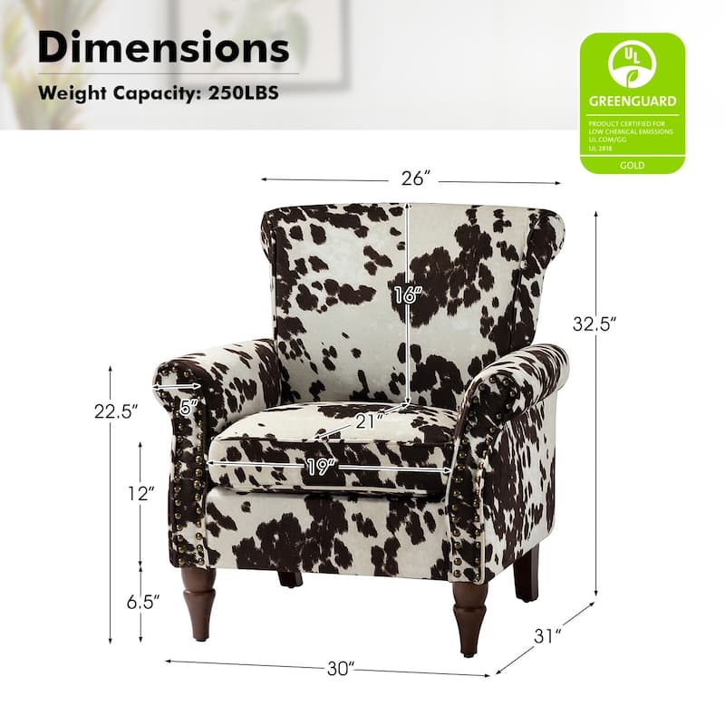 Nyctelius Traditional Polyester Accent Chair with Rolled Arms and Nailhead Trim by HULALA HOME