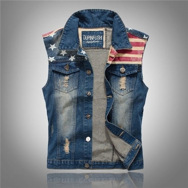 Shop Men S Spring And Autumn Paragraph Slim Denim Vest Waistcoat