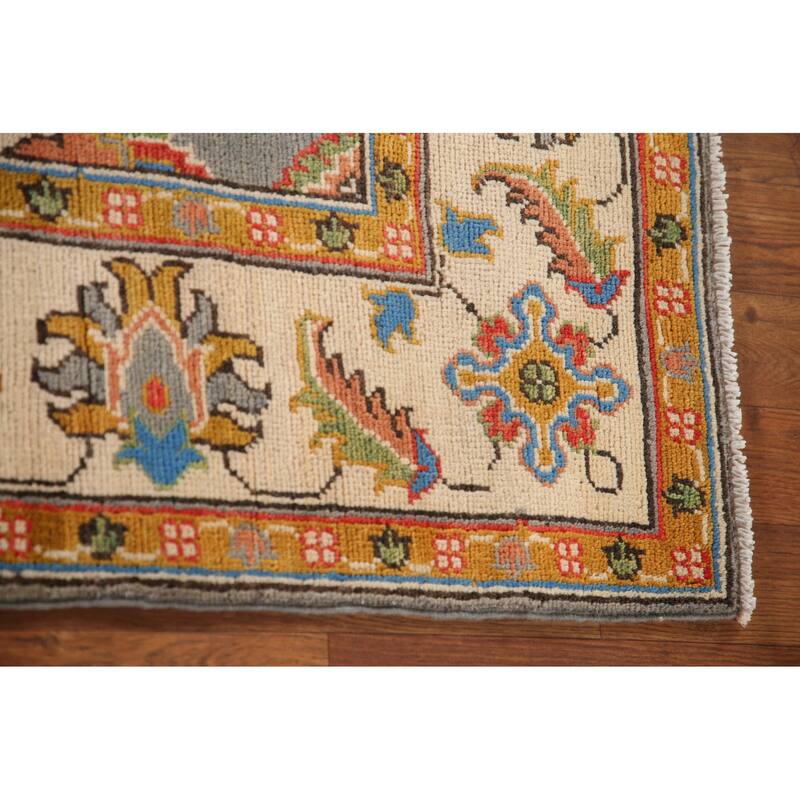 Gray Kazak Oriental Area Rug Hand-Knotted Wool Carpet - 4'1"x 6'4"