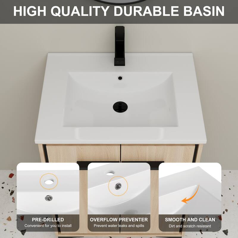 Beingnext 24"/30" Bathroom Vanity with Sink, Freestanding Bathroom Vanity with Soft Close Door and Adjustable Shelf
