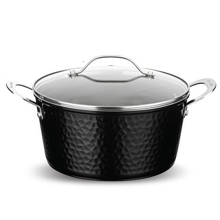 Gotham Steel 5-Quart Hammered Stock Pot with Lid Nonstick Cookware, Black