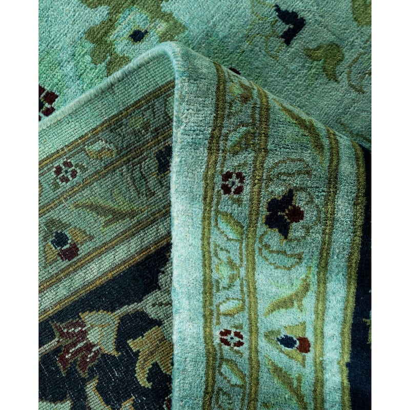 Overdyed One-of-a-Kind Hand-Knotted Area Rug - Green - 9' 2" x 12' 1"