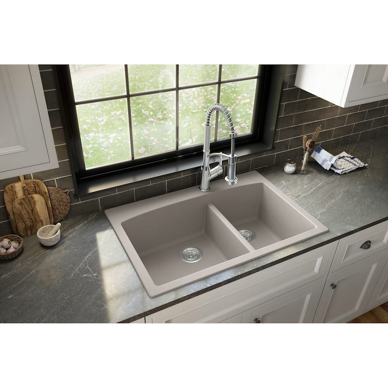 Karran Drop-In Quartz Double Bowl Kitchen Sink