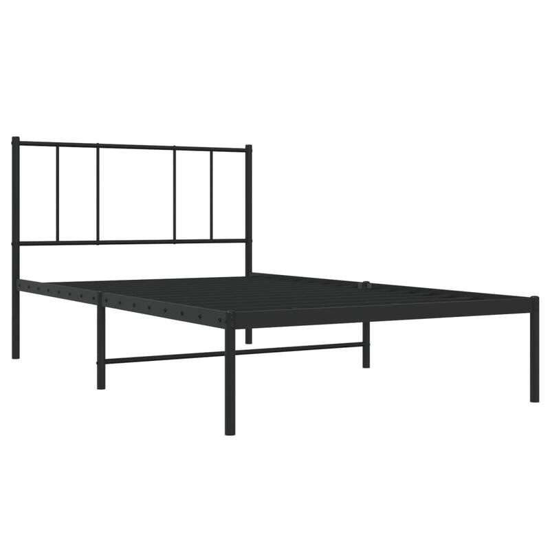vidaXL Metal Bed Frame with Headboard, No Mattress