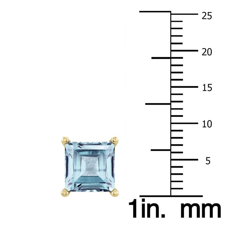 Marquee 14K Yellow Gold 6MM Square Aquamarine Earrings