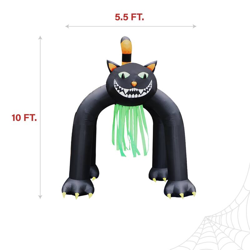 Haunted Hill Farm 10-Ft. Tall Pre-lit Inflatable Black Cat Arch
