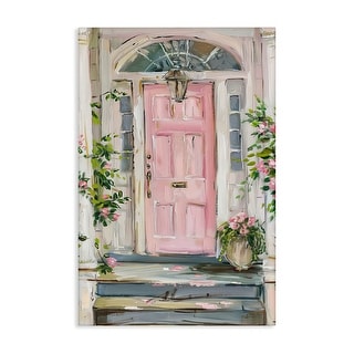 Stupell Pink Door Welcome Canvas Wall Art Design By Petal Prints Design