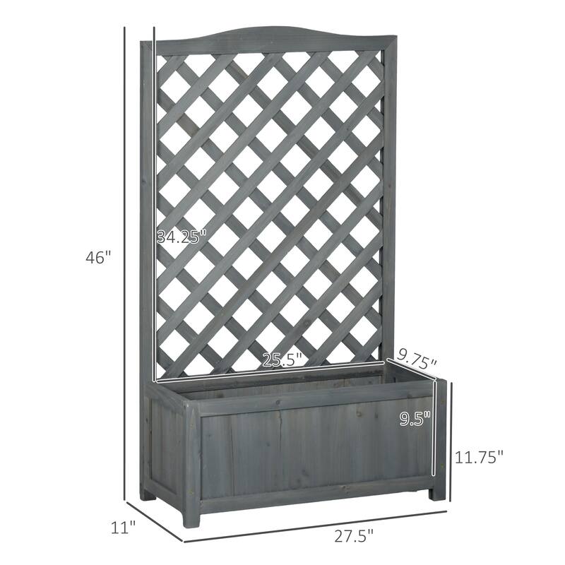 Outsunny Wooden Raised Garden Bed with Trellis, 46" Planter Box, to Grow Vegetables, Herbs, and Flowers for Backyard