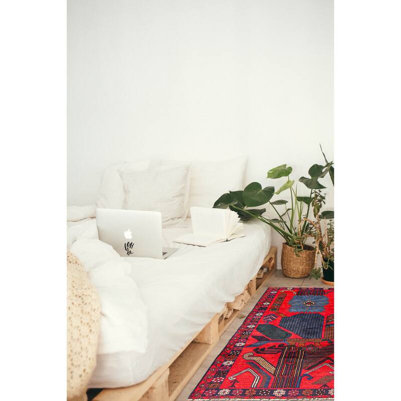 ECARPETGALLERY Hand-knotted Teimani Red Wool Rug - 3'5 x 5'11