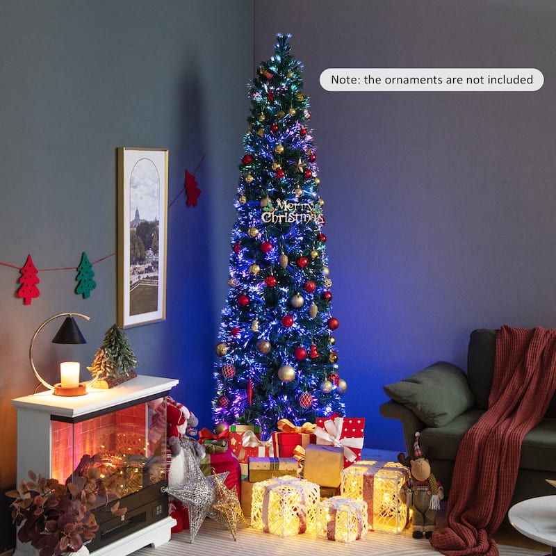 Gymax 7 FT Fiber Optic Artificial Christmas Tree Slim Pencil Xmas Tree