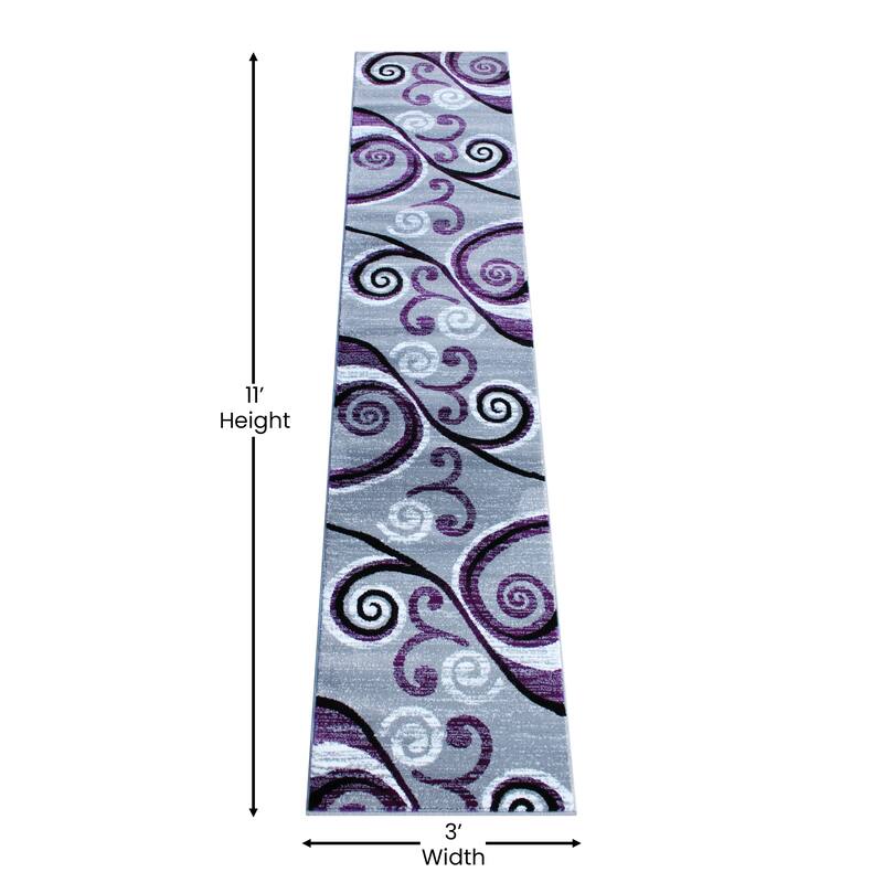 Modern Distressed Swirl Abstract Style Indoor Area Rug