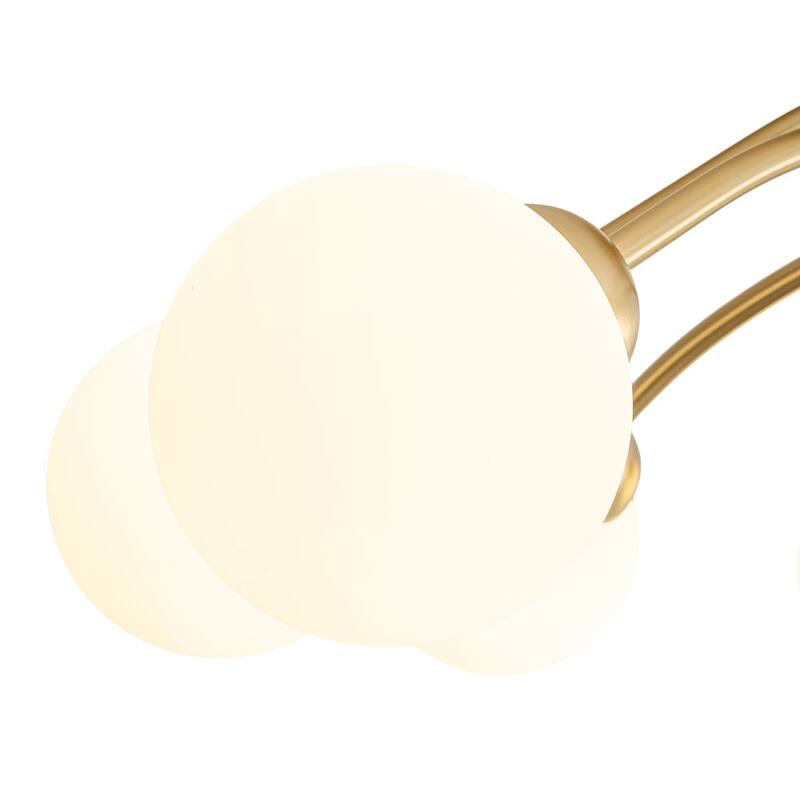 Mid-Century Opal Glass Globe Round Sputnik Ceiling Light 27in