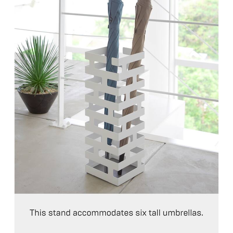 Yamazaki Home Umbrella Stand - Two Styles, Steel, Square, Holds 4 umbrellas - L 5.91 x W 5.91 x H 16.93 inches