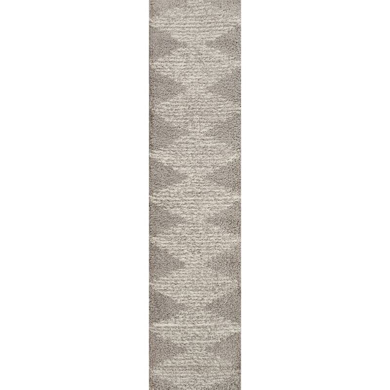JONATHAN Y Arenal Diamond Stripe Geometric Shag Area Rug - 2 X 10 - Gray/Ivory