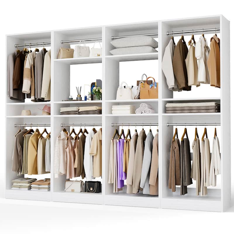Cimly 25'' W Closet Organizer System with 2 Hanging Rods and DIY Shelves for Walk-in and Reach-in Closet - White - Set of 4