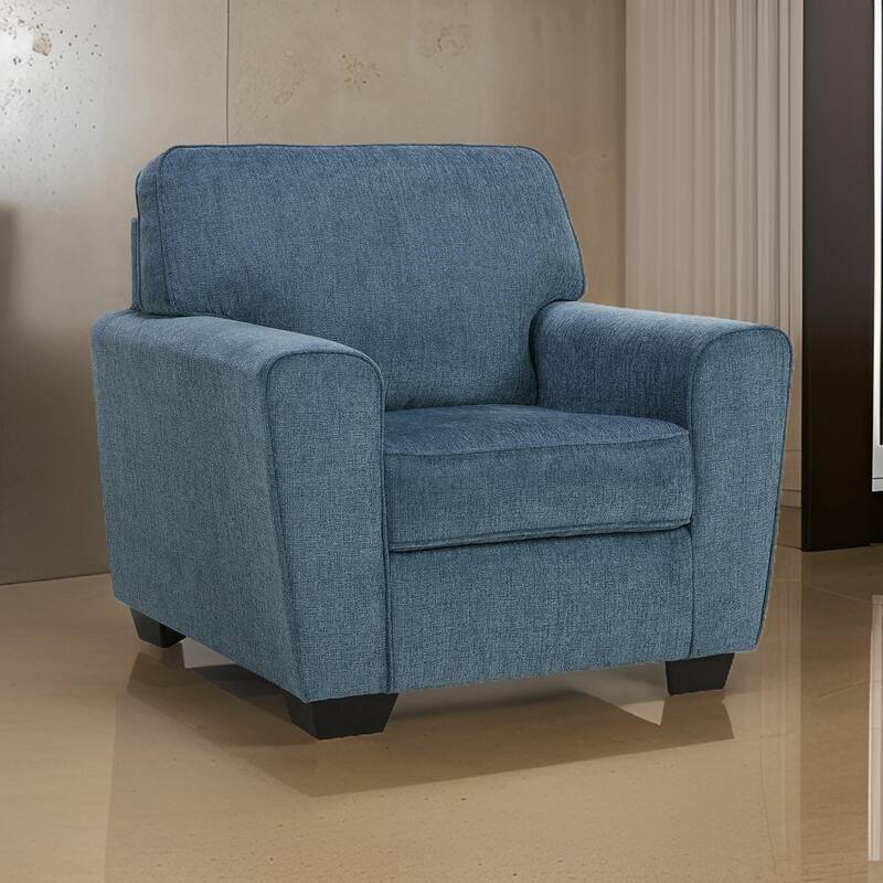 Caten 39 Inch Armchair, Transitional Polyester Upholstery, Muted Blue