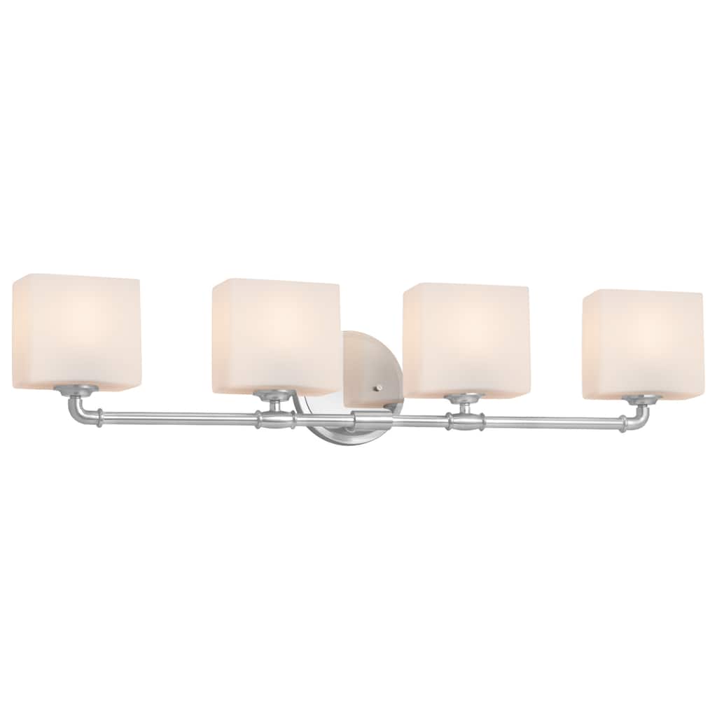 Justice Design Fusion Bronx 4-light Polished Chrome Bath Bar, Opal Rectangle Shade