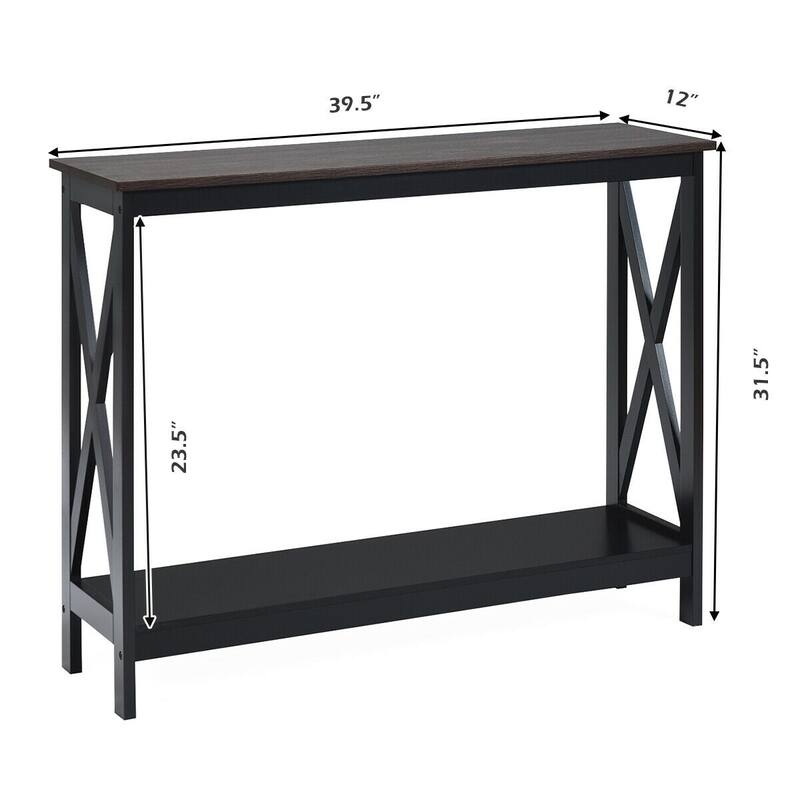 Space-Saving Console Table with Modern X-Shape and Large Shelves Perfect for Entryway or Living Room