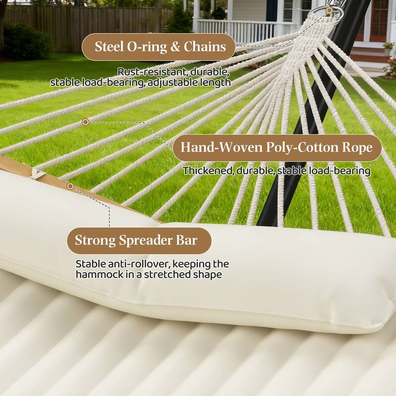 EROMMY Modern Portable Hammock, Hand-Woven Ropes, Anti-Tipping Design for Backyards, Beaches & Campsites