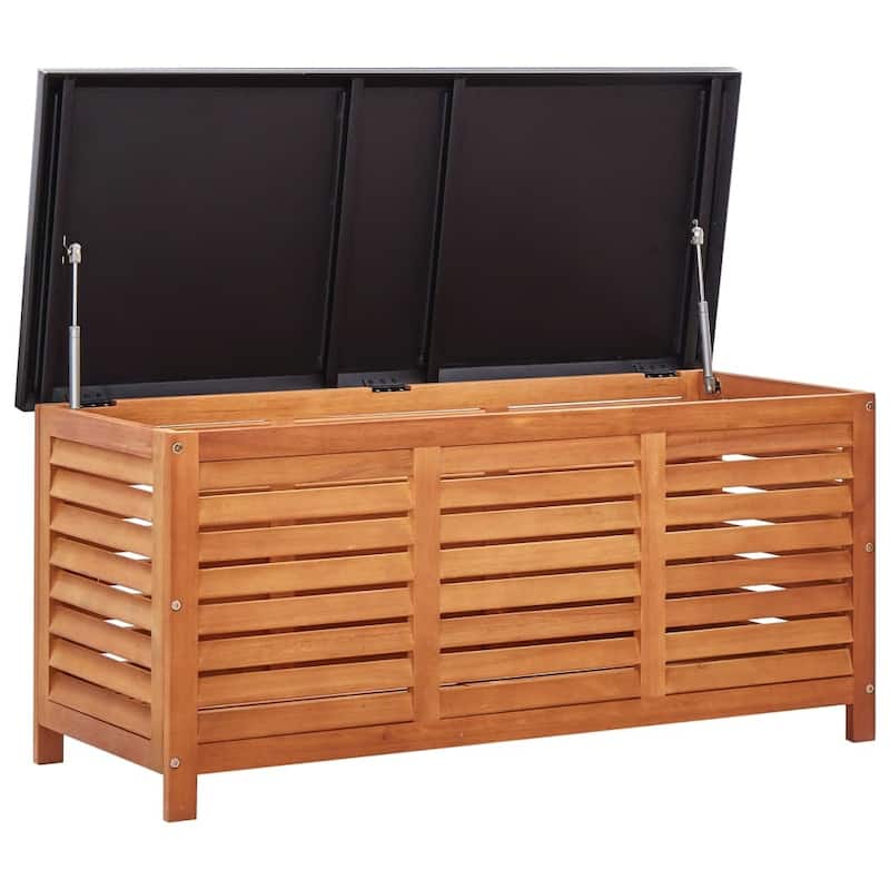 vidaXL Storage Box Natural wood, Black - 46.1 x 46.1 x 21.7