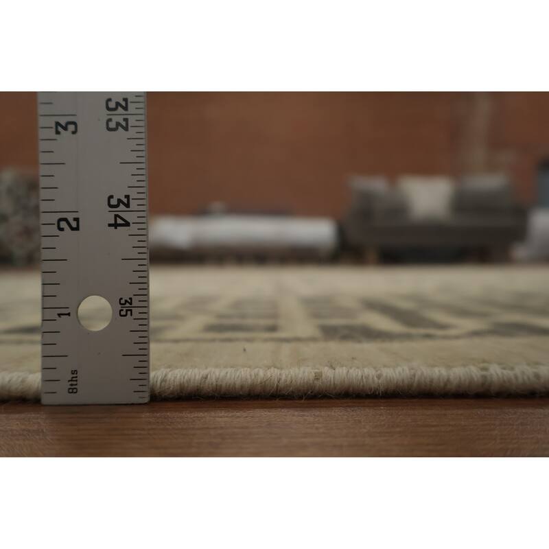 Hand Knotted Oriental 100% Wool Carpet Traditional Geometric Beige & Ivories Peshawar Area Rug - 10' 0'' X 8' 1''