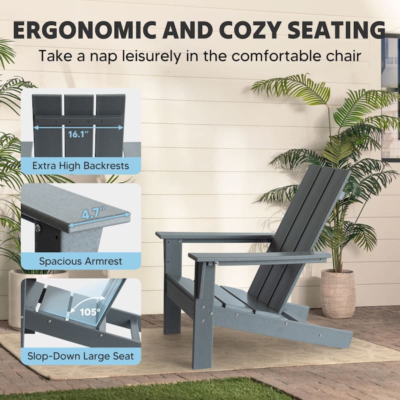 3-Piece Adirondack Chair Set with Table,HDPE All-Weather Resistant,Outdoor Chair for Patio,Garden,Poolside