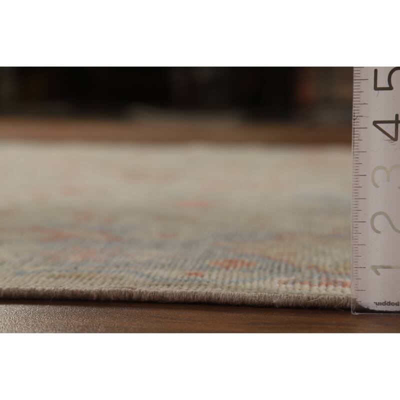 Hand Knotted Oriental 100% Wool Carpet Transitional All-Over Beige & Ivories Oushak Area Rug - 8' 11'' X 6' 0''