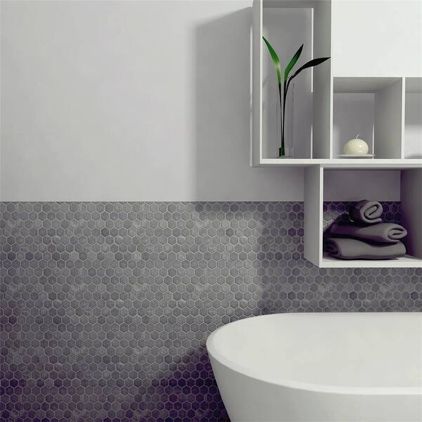 Shop Somertile 11 125x11 125 Inch Ridge Hexagon Black Slate Mosaic